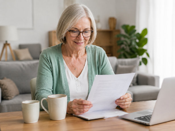 Woman reading a letter about her HRP claim